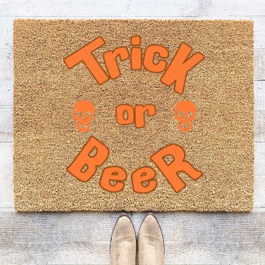 Trick or Beer; Halloween; funny; beer; Coir Doormats