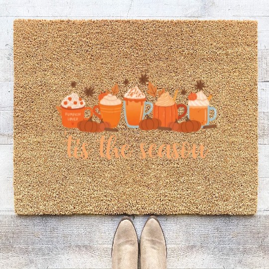 Tis The Season Pumpkin Spice Fall Autumn Season Coir Doormats