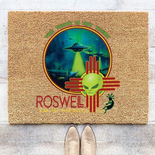 Roswell Aviation New Mexico Alien UFO Coir Doormats