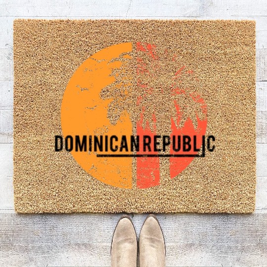 Artistic Dominican Republic Cool Palm Tree Coir Doormats