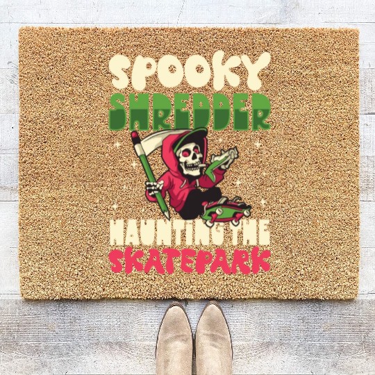 Spooky Horror Skateboarder Halloween Skateboarding Coir Doormats