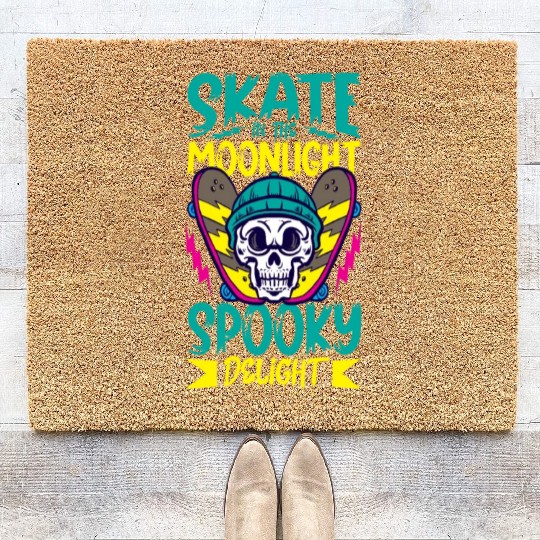 Spooky Horror Skateboarder Halloween Skateboarding Coir Doormats