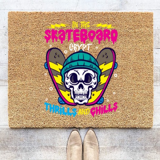 Spooky Horror Skateboarder Halloween Skateboarding Coir Doormats