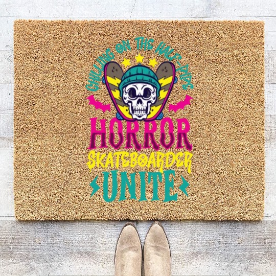 Spooky Horror Skateboarder Halloween Skateboarding Coir Doormats