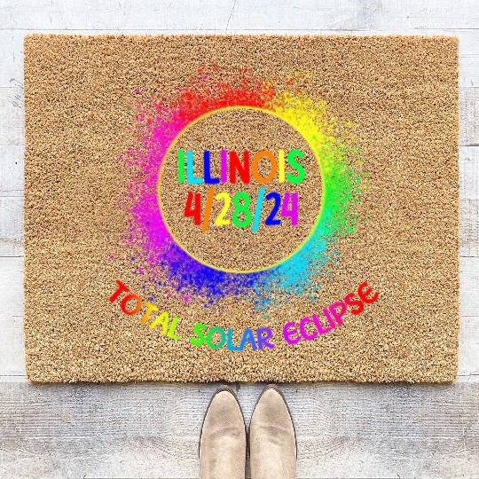 Total Solar Eclipse Illinois 4/28/24 Kids Eclipsef Coir Doormats