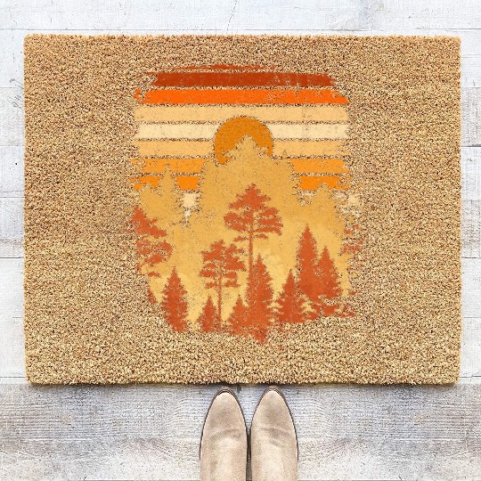 Forest trees nature lover gift retro nature Coir Doormats
