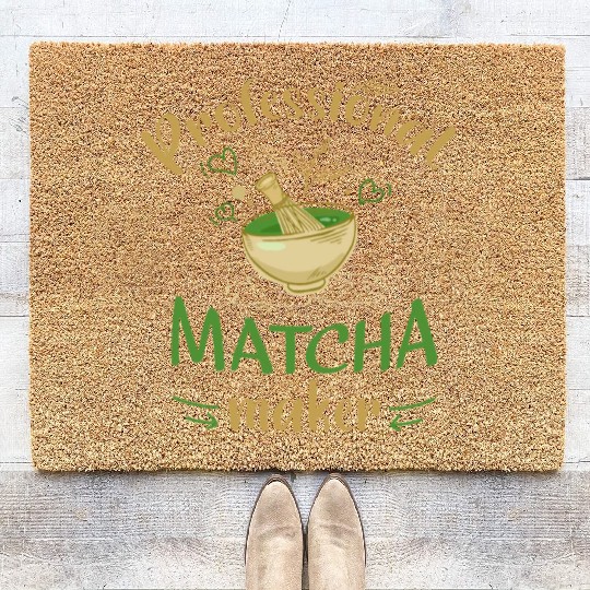 Green Tea Lover Japanese Matcha Latte Drink Matcha Coir Doormats