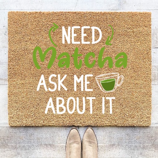 Green Tea Lover Japanese Matcha Latte Drink Matcha Coir Doormats