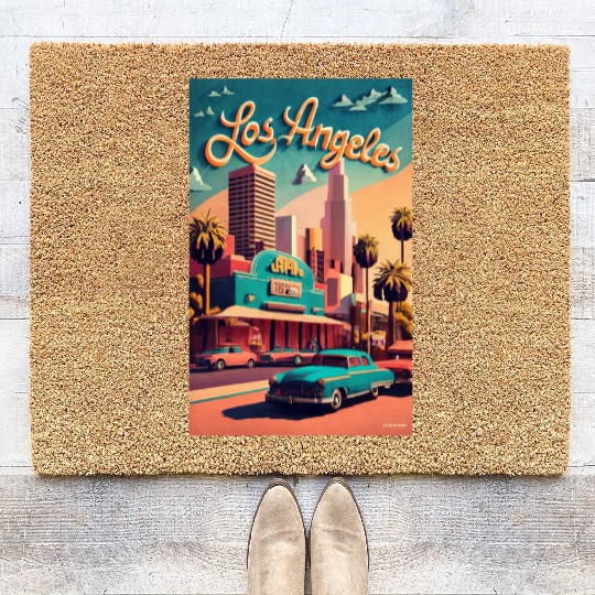 Los Angeles, Cities of the World, Poster vintage Coir Doormats