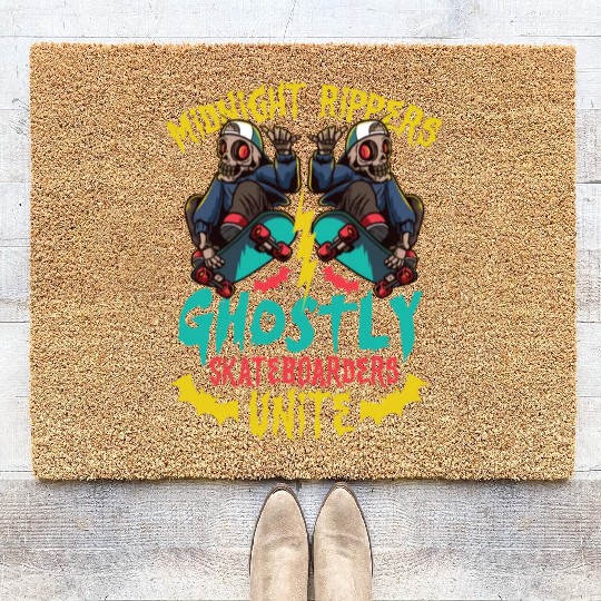 Spooky Horror Skateboarder Halloween Skateboarding Coir Doormats