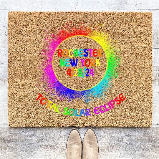 Total Solar Eclipse Rochester New York 4/28/24 Kid Coir Doormats