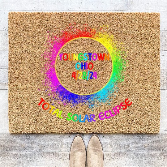 Total Solar Eclipse Youngstown Ohio 4/28/24 Kids Coir Doormats