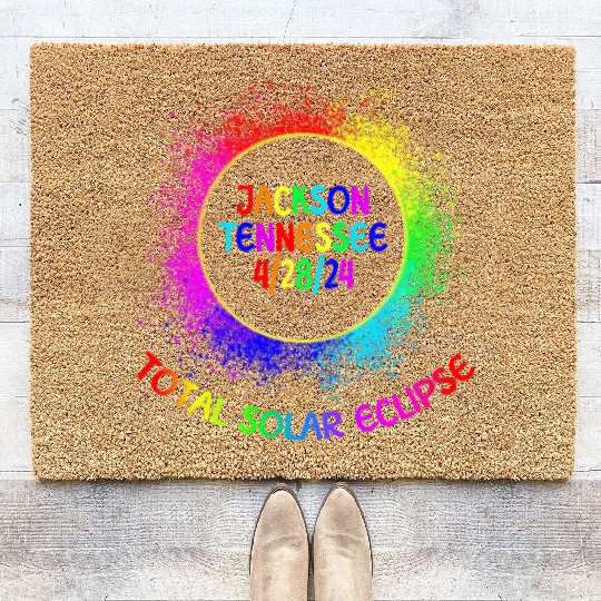 Total Solar Eclipse Jackson Tennessee 4/28/24 Kids Coir Doormats