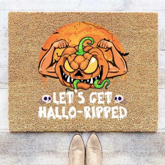 Lets Get Hallo Ripped Coir Doormats Funny Halloween