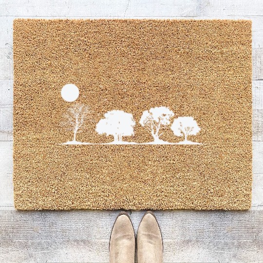 Trees at full Moon Nature Forests Leaves Coir Doormats
