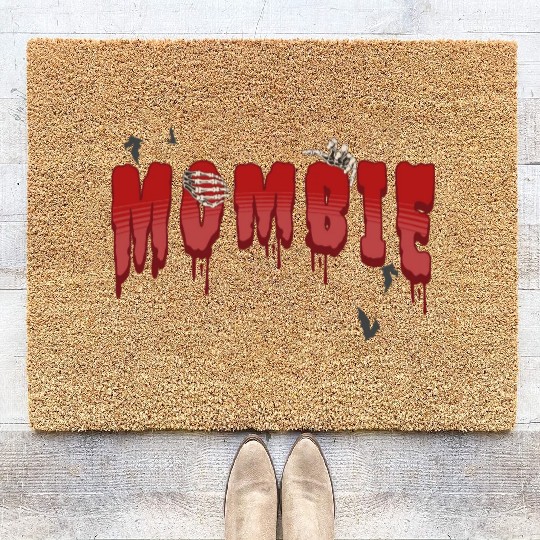 mombie; scary; blood; zombie; halloween; mom; Coir Doormats