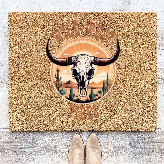 Vintage Cow Skull Wild West Vibes Coir Doormats