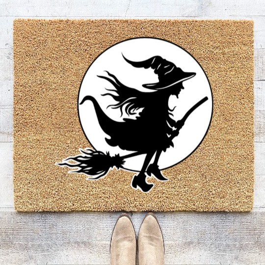 Witch Wizard Broom Halloween Coir Doormats