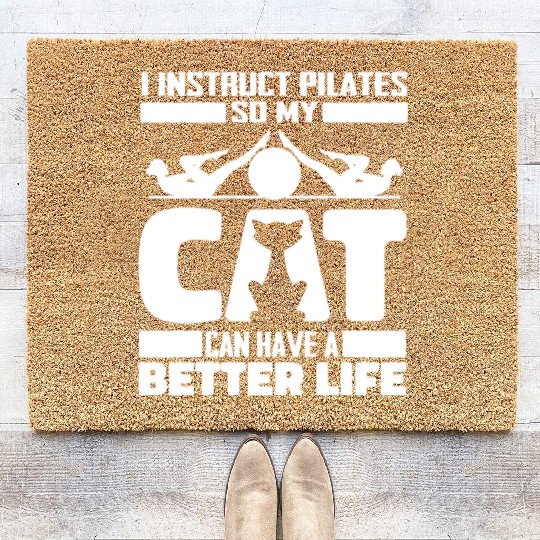 Pilates Instructor Teacher Cat Coir Doormats