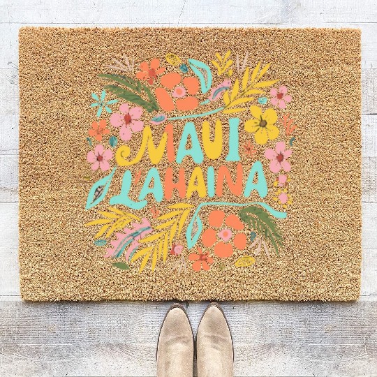 Maui Strong Lahaina Flower floral Coir Doormats