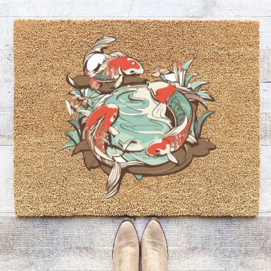 Tranquil Oasis: Koi Pond Serenity Coir Doormats