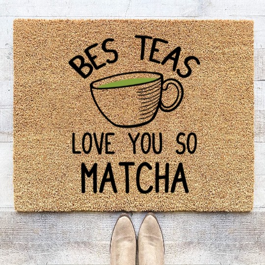 Green Tea Lover Japanese Matcha Latte Drink Matcha Coir Doormats