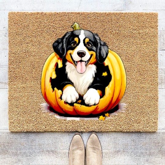 Halloween Bernese Mountain Dog Coir Doormats