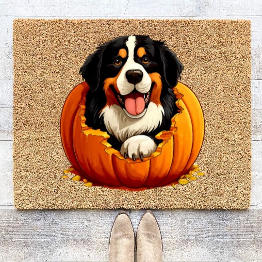 Halloween Bernese Mountain Dog Coir Doormats