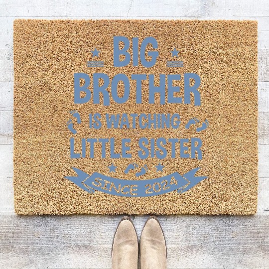 The big brother takes care of the little sister in Coir Doormats
