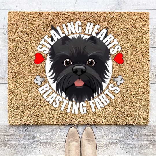 Affenpinscher Comedy Stealing Hearts Blasting Coir Doormats