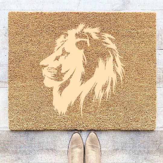 Lion Portrait (sand) Coir Doormats