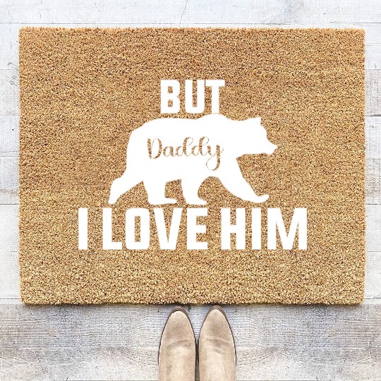 But Daddy I Love Him Retro Groovy Wavy Style Funny Coir Doormats