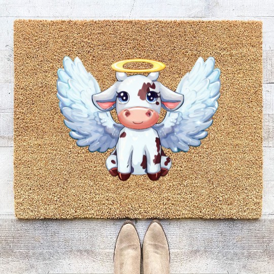 cow angel wings farm halo Coir Doormats