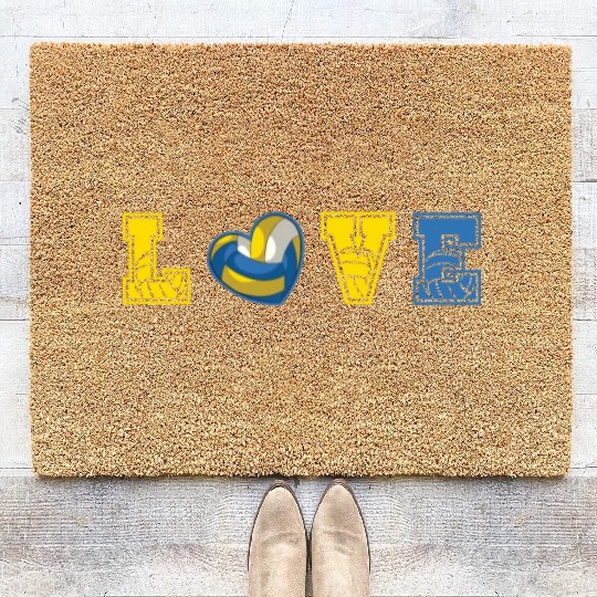 Heart Volleyball I Love Volleyball Coir Doormats