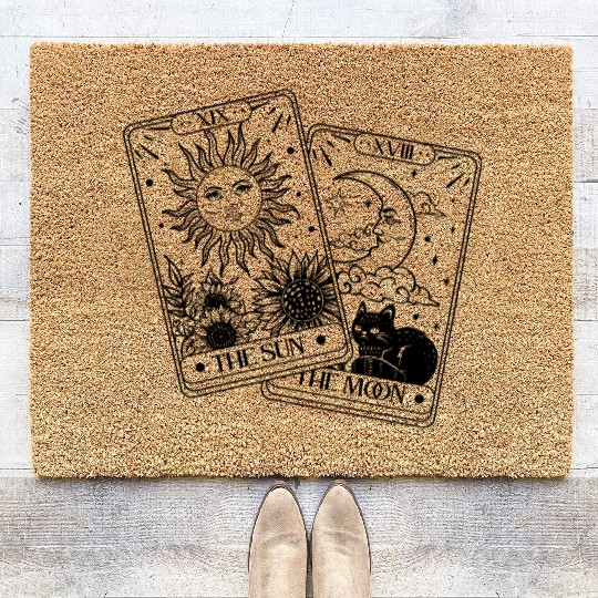 "Tarot Cards: Sun and Moon" Coir Doormats