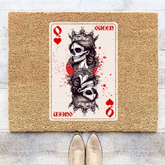 Queen of Hearts Card Game Horror Heart Queen Coir Doormats
