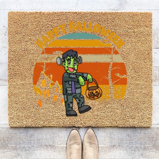 Happy Halloween. Spooky Ghost Skeleton Zombie Witc Coir Doormats
