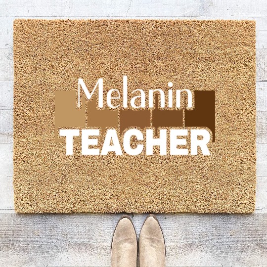 Melanin Teacher Life Afro Teacher African American Coir Doormats