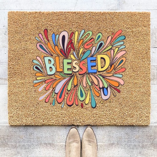 Blessed Day Splash of Color Blessing Coir Doormats