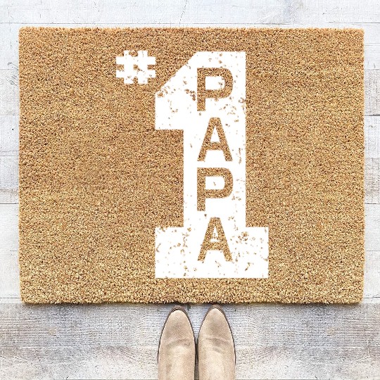 Papa Number One 1 Grandpa Fathers Day Coir Doormats