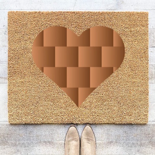 Brown Cute Heart Icon Coir Doormats