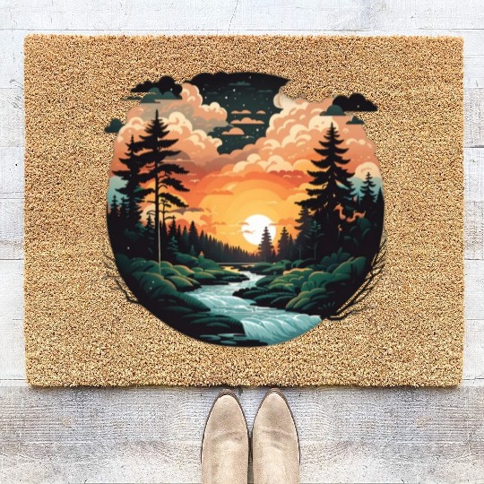 Immerse in Serene Wilderness: Woodland Forest Coir Doormats