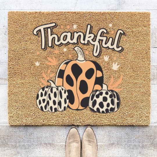 Thankful Thanksgiving Fall Vibes Coir Doormats