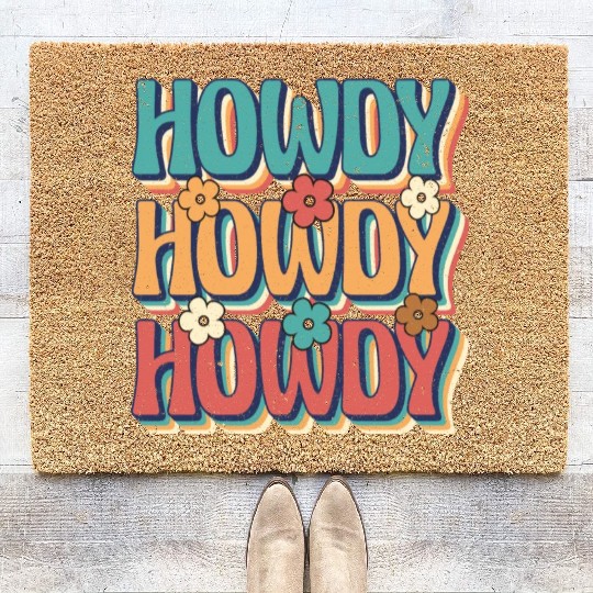 Groovy Howdy Rodeo Western Country Southern Cowgir Coir Doormats