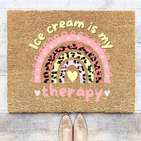ice cream is my therapy Coir Doormats