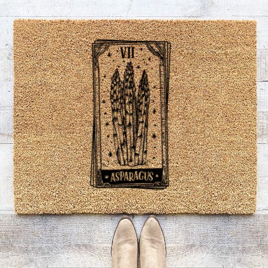 Asparagus Tarot Card - Black Ink Coir Doormats
