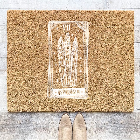 Asparagus Tarot Card - White Ink Coir Doormats