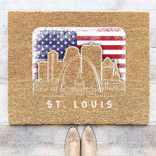 St. Louis Missouri American Flag Vintage Coir Doormats
