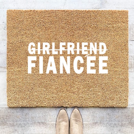 Girlfriend Fiancee Couple Engagement Engaged Coir Doormats