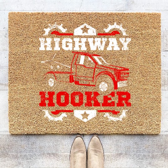 Funny highway hoker Tow truck driver Coir Doormats